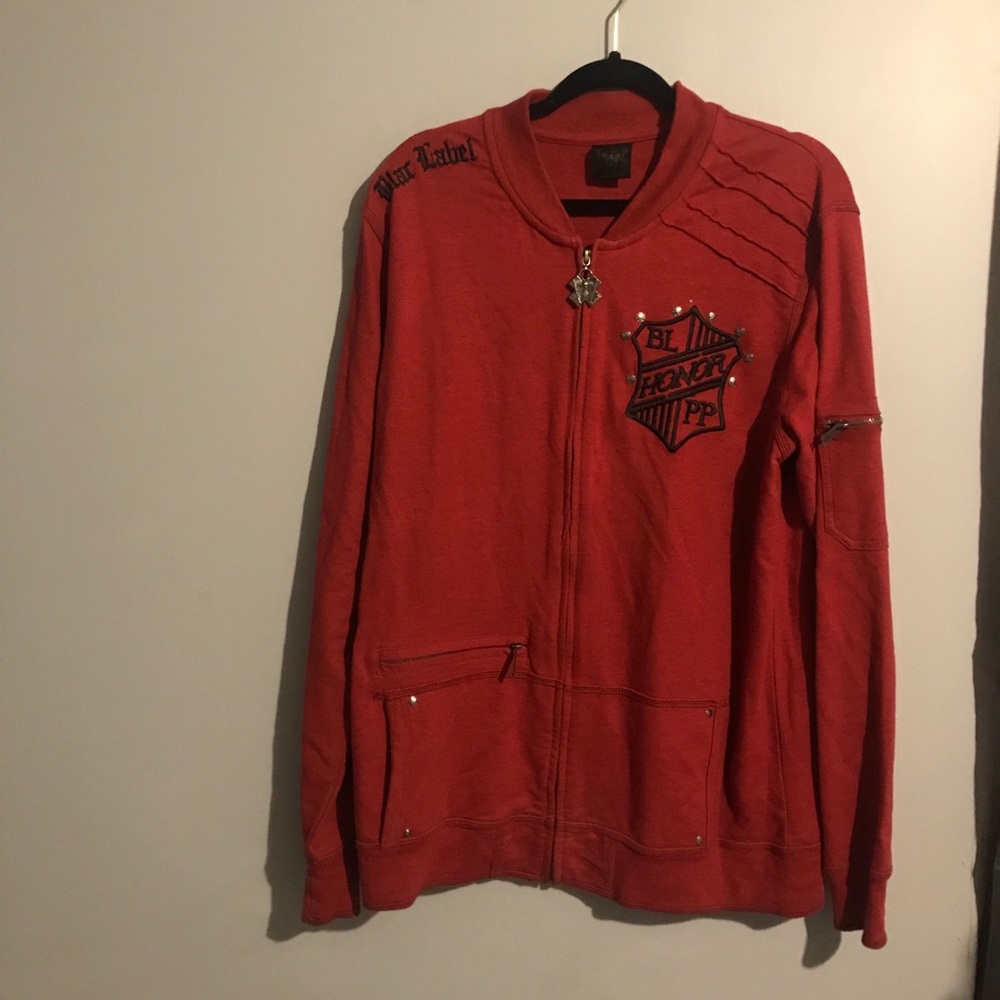 Blac label premium affliction red zip up jacket XL